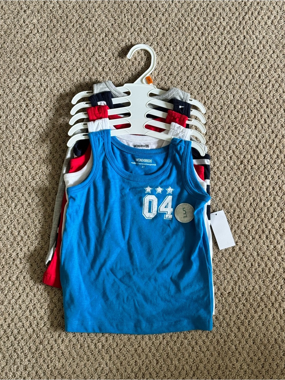 Wonderkids Bright Blue Tank Top with 04 Star Graphic
